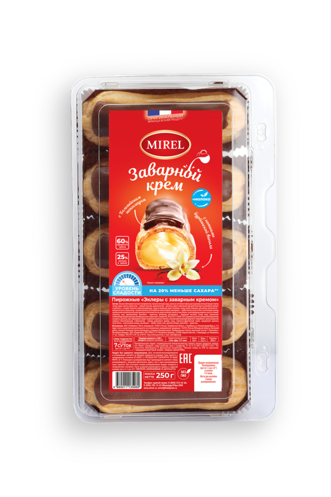 Эклеры Mirel заварной крем, 250г