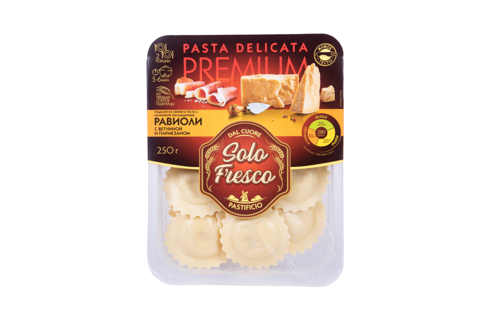 Равиоли Solo Fresco с ветчиной и пармезаном охлажденные, 250г