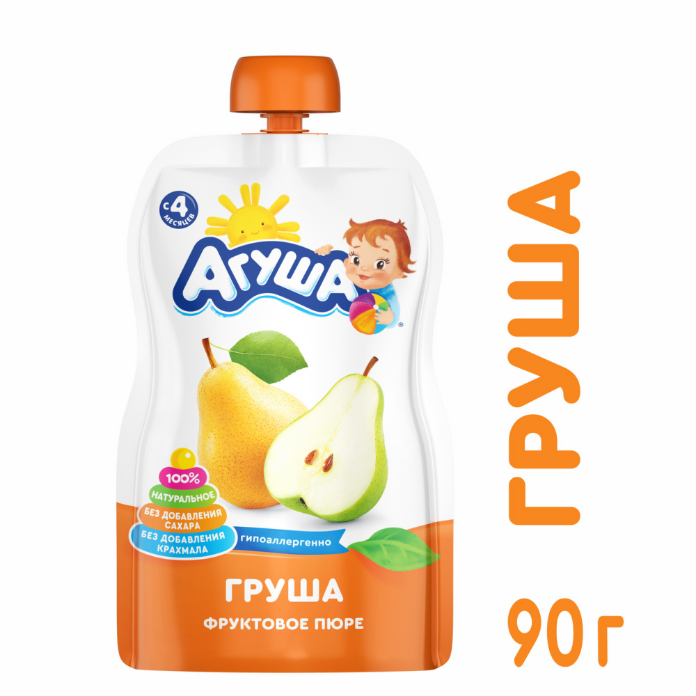 Пюре Агуша фруктовое Груша с 4 месяцев, 90г