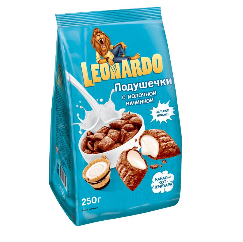 Подушечки Leonardo с молочной начинкой, 250г