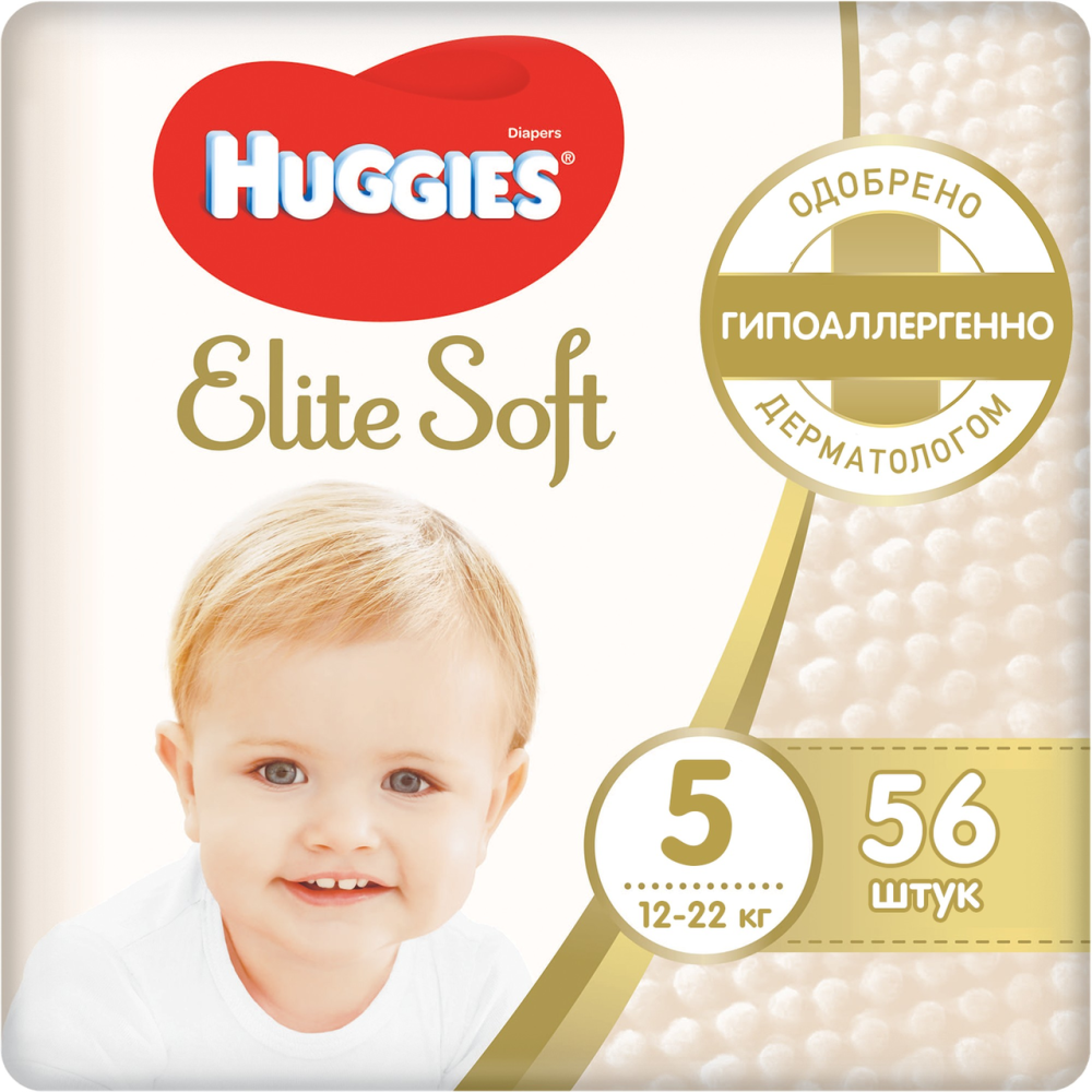 Подгузники Huggies Elite Soft 5 (12-22 кг, 56 штук)