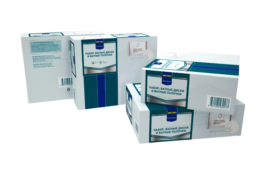 Набор METRO PROFESSIONAL Ватные диски + палочки, 50 шт