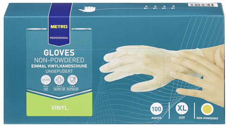 METRO PROFESSIONAL Перчатки виниловые размер XL, 100шт