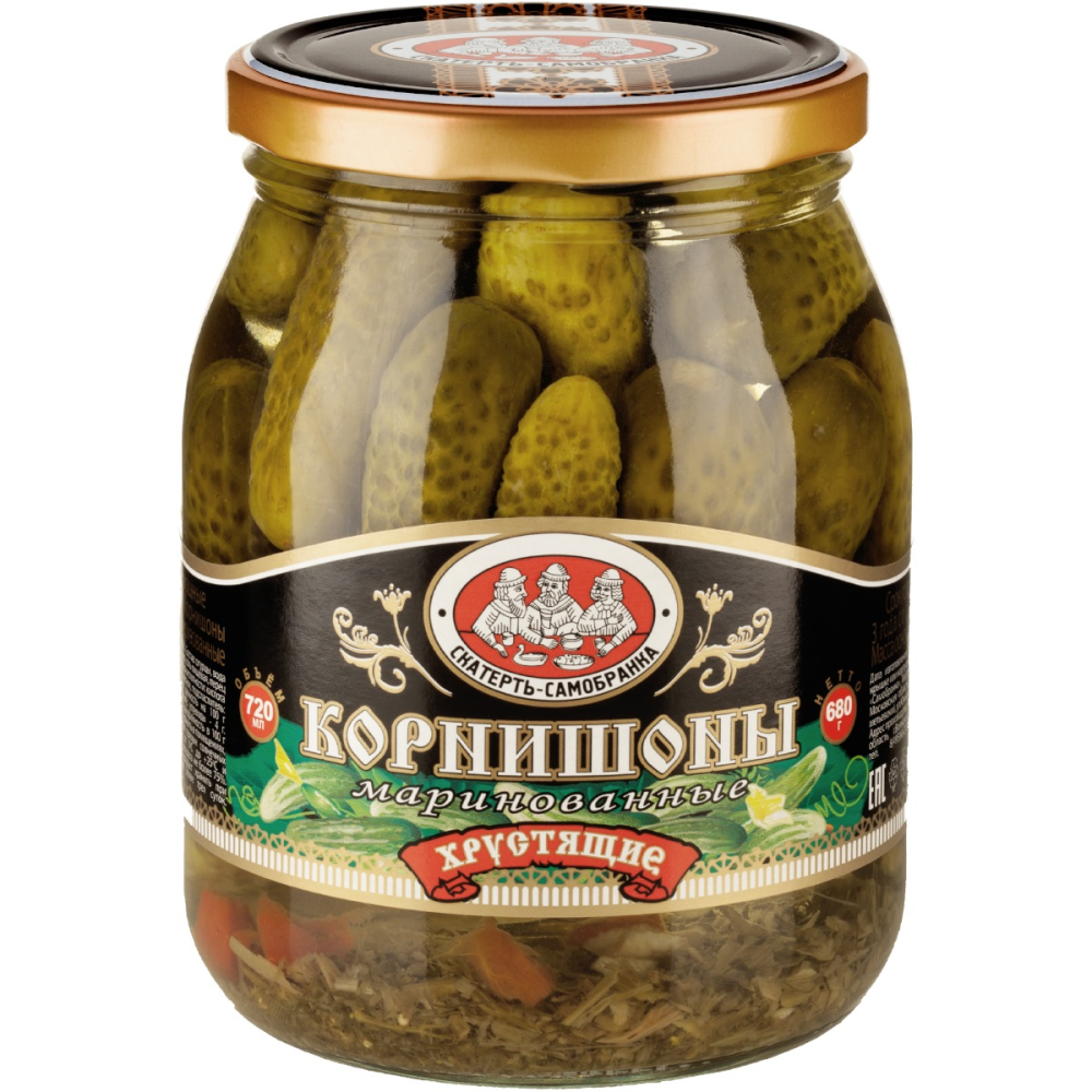 Корнишоны Скатерть-Самобранка маринованные, хрустящие 680г