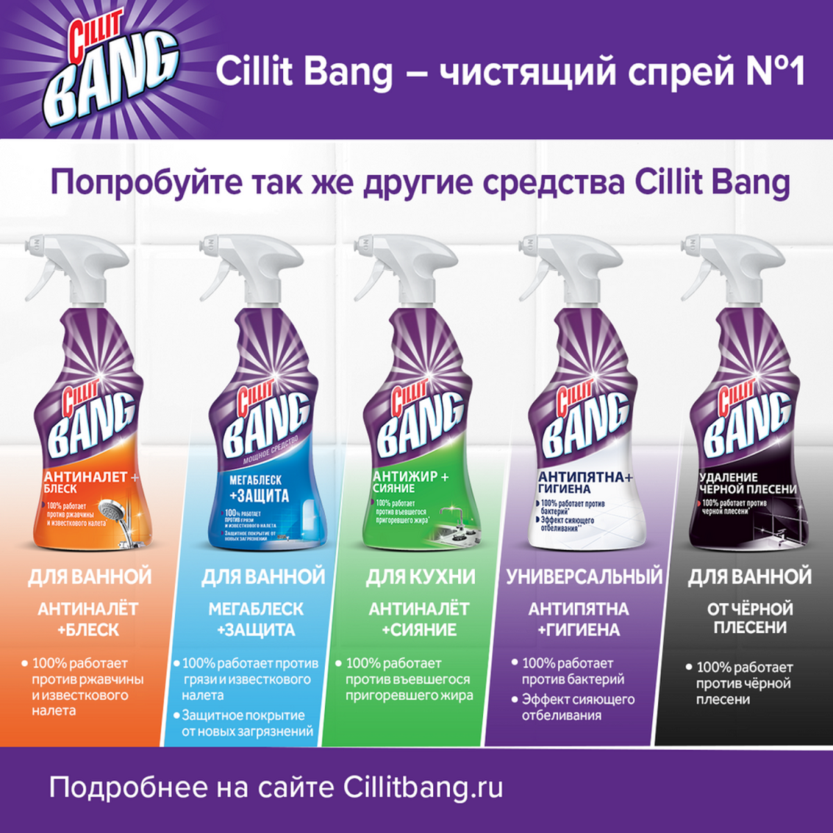 Средство чистящее от пятен и плесени Cillit Bang 750 мл
