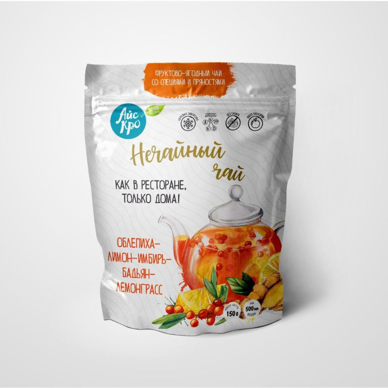 Замороженная смесь фруктов и ягод Айскро Нечайный чай облепиха-лимон-имбирь 150 г
