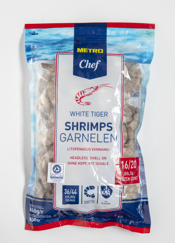 Креветки королевские Metro Chef, 16/20 без головы свежемороженые легкой очистки, 860 г