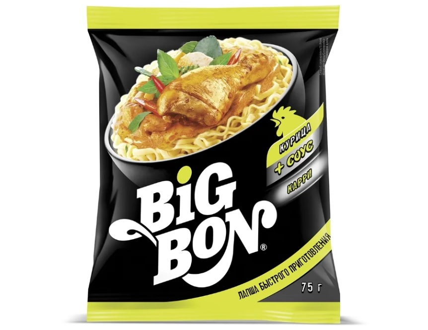 Лапша Big Bon с курицей и соусом Карри 75г Лапша Big Bon с курицей и соусом Карри 75г