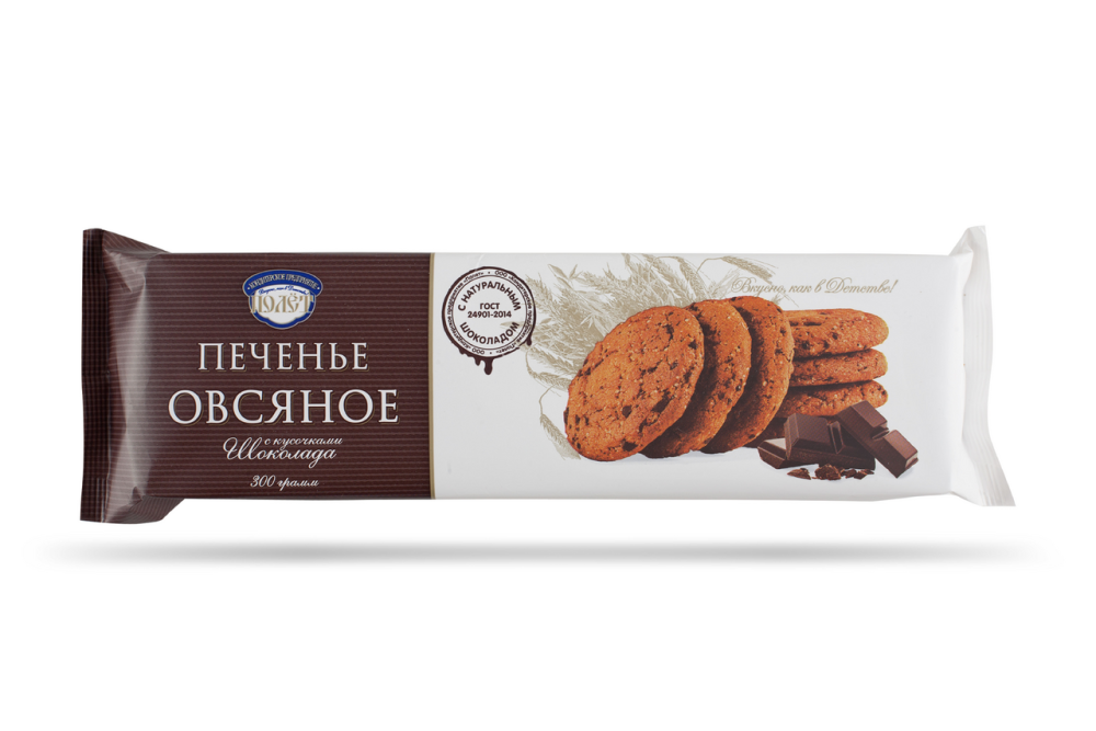 Печенье Полет овсяное с шоколадом, 250г