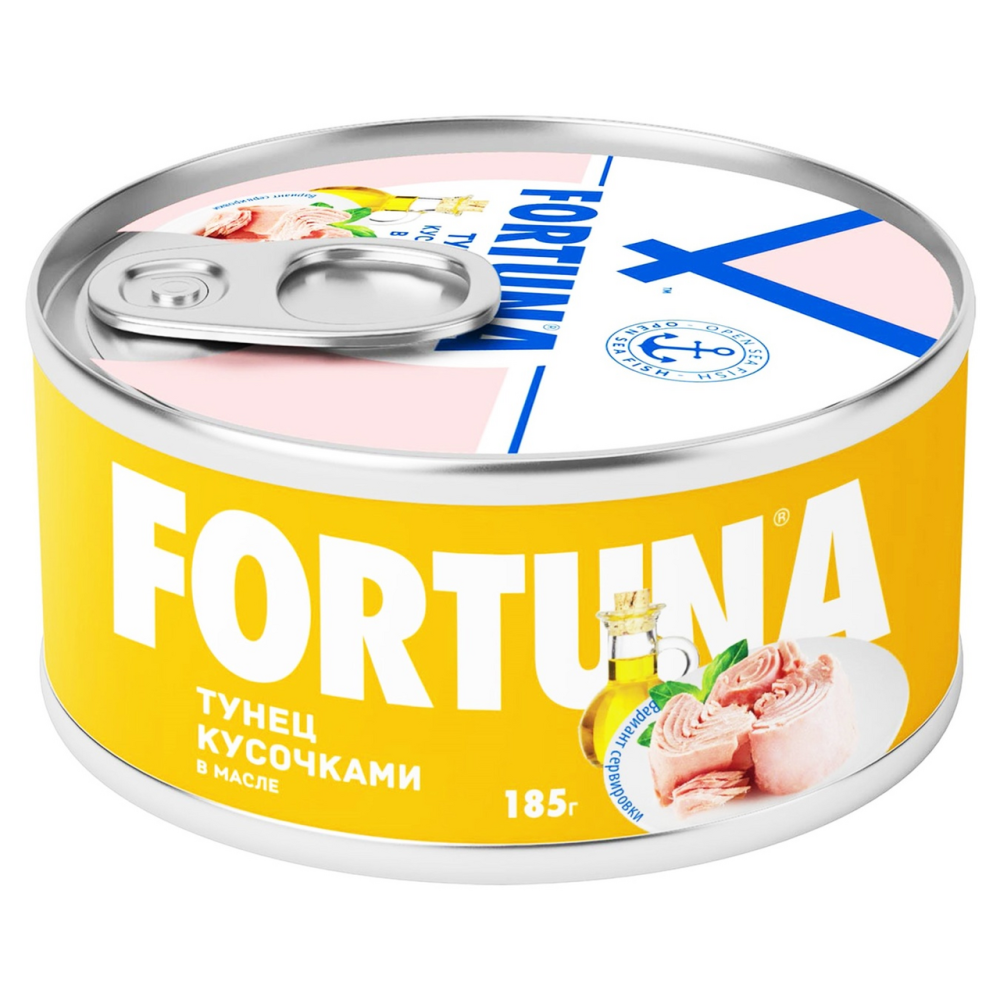 Тунец Fortuna кусочками в масле 185г