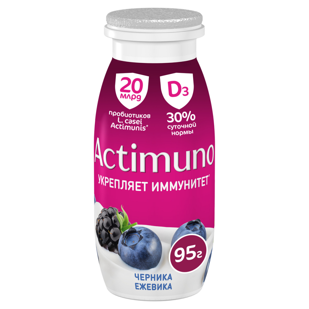 Напиток кисломолочный Actimuno черника-ежевика 1.5%, 95г