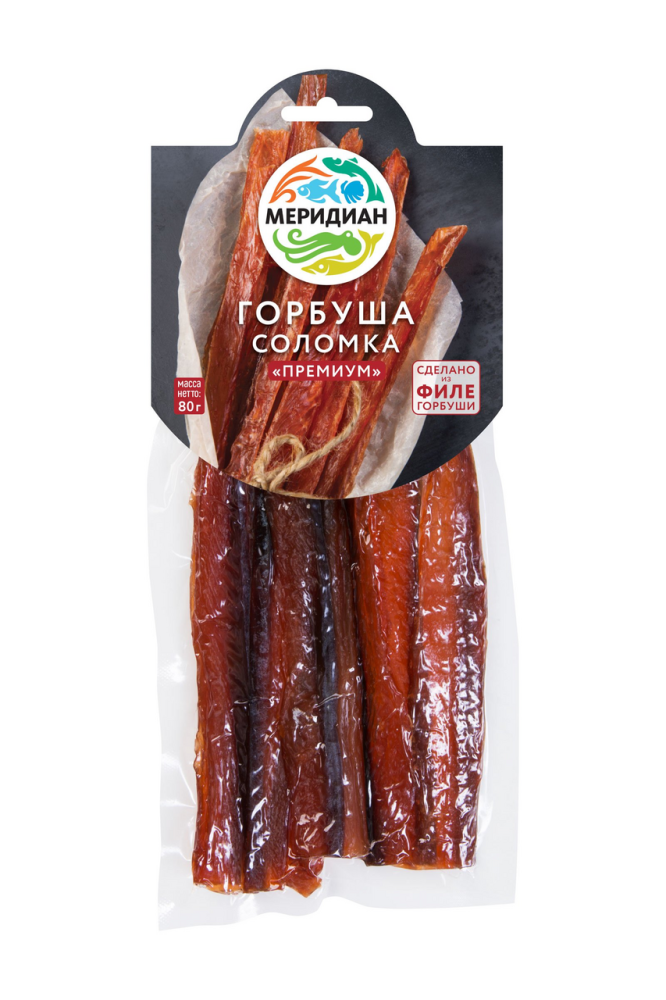 Горбуша Меридиан соломка копчено-вяленая "Премиум" 80г