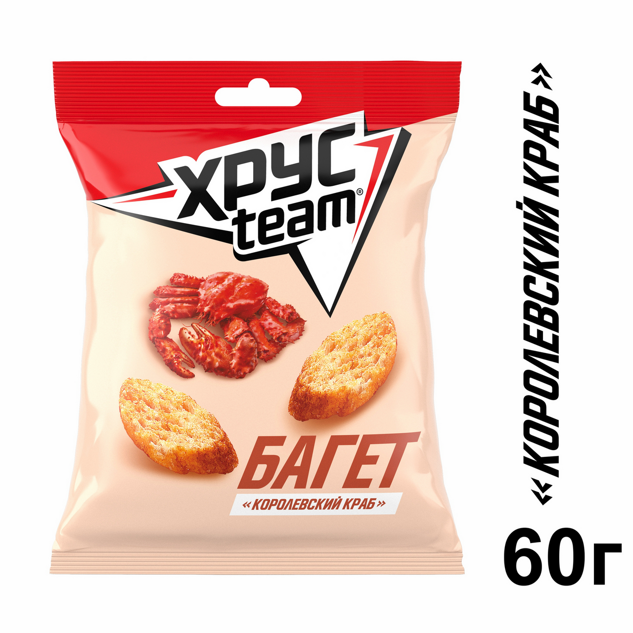 Сухарики Хрусteаm воздушные Багет Королевский краб, 60г
