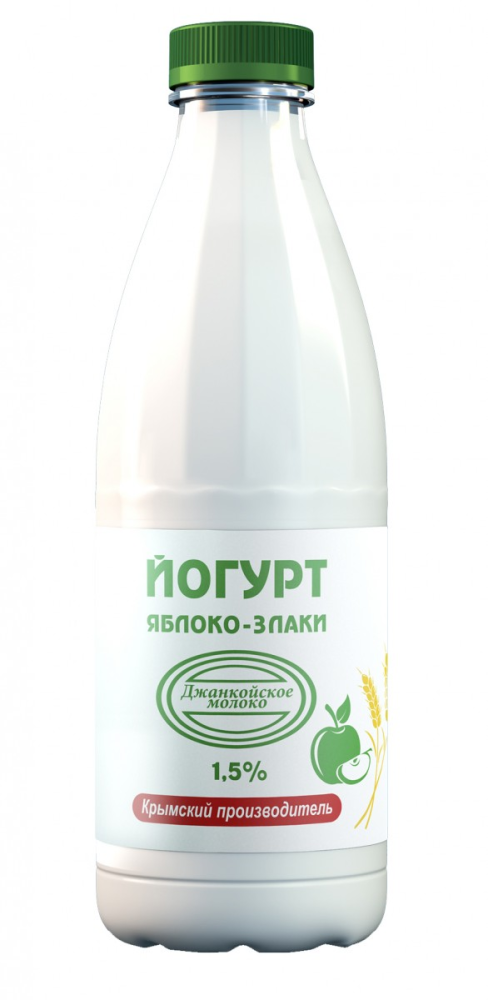 Йогурт Джанкойское молоко с фруктово-ягодным наполнителем Яблоко-злаки 1.5%, 900г
