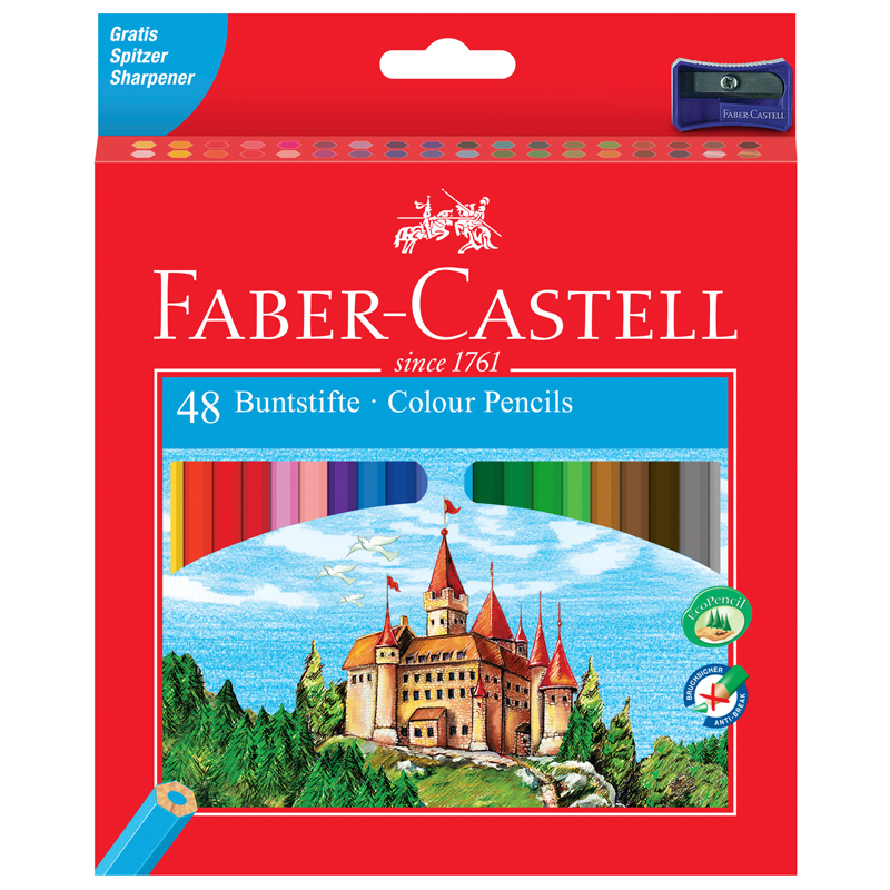 Карандаши Faber-Castell замок цветные 48 цветов + точилка