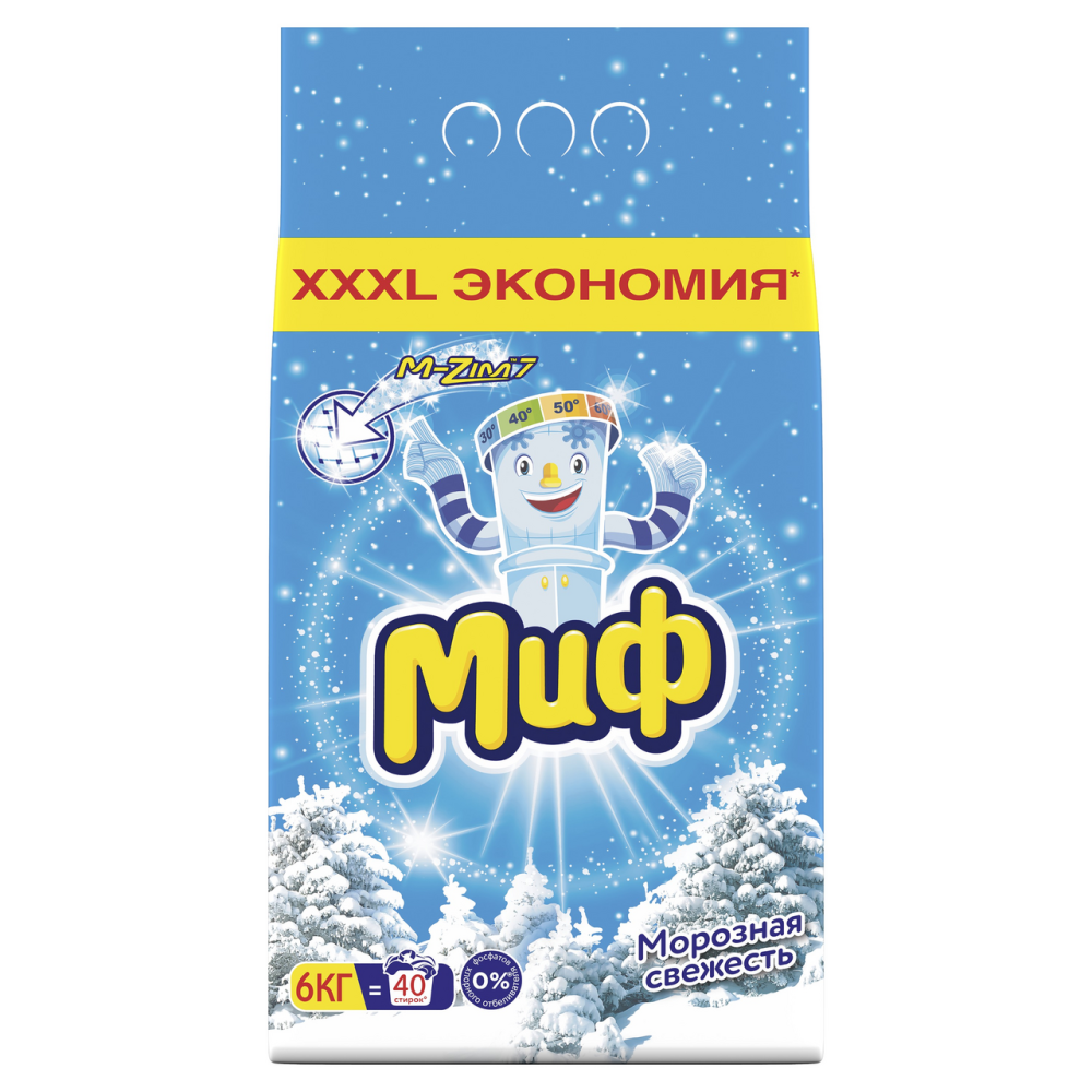 Стиральный порошок Миф Морозная свежесть автомат для белого белья 6 кг