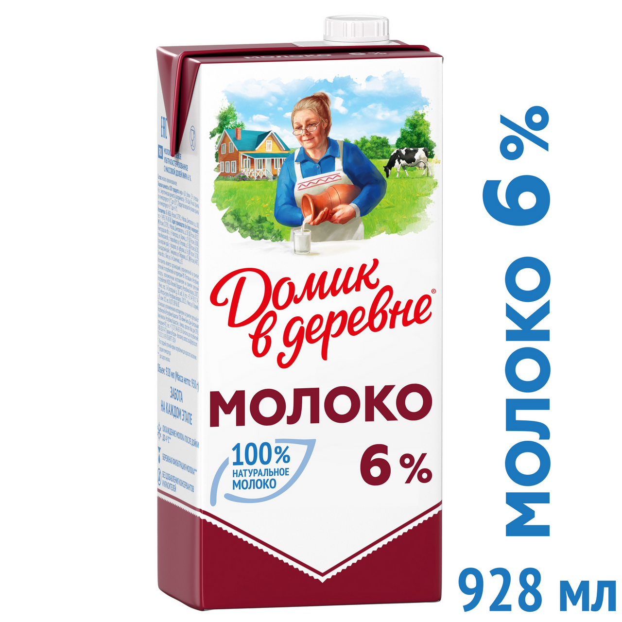Молоко Домик в деревне ультрапастеризованное 6% 950 г