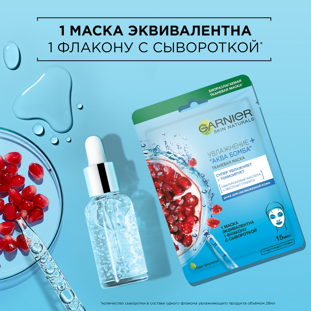 Тканевая маска Garnier Увлажнение + \"Аква Бомба