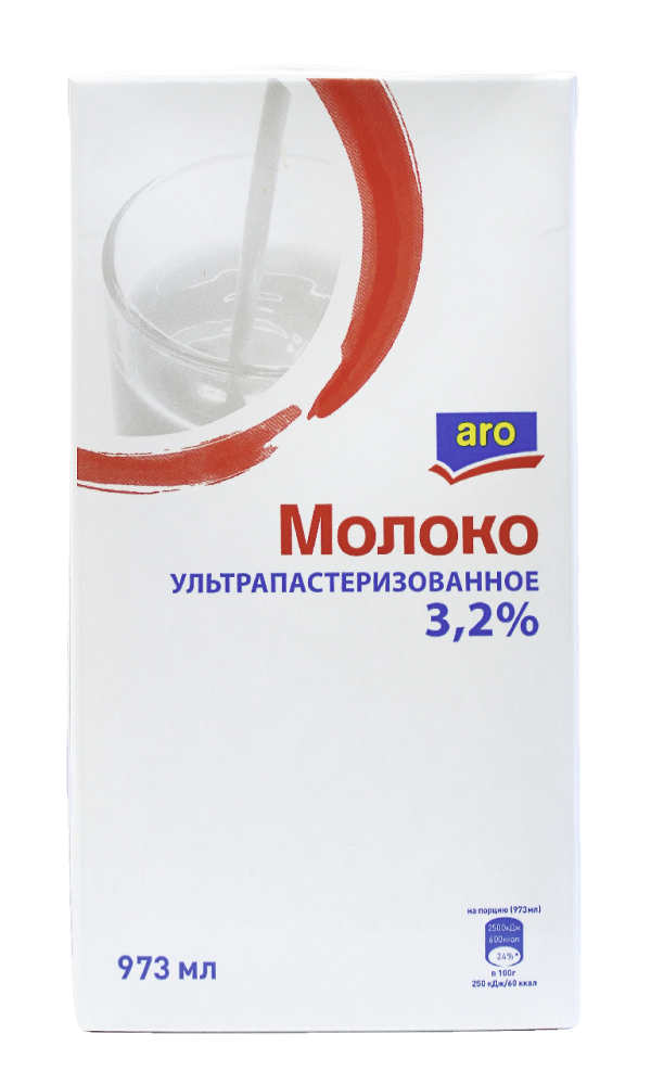 Молоко ARO питьевое ультрапастеризованное 3,2%, 925мл