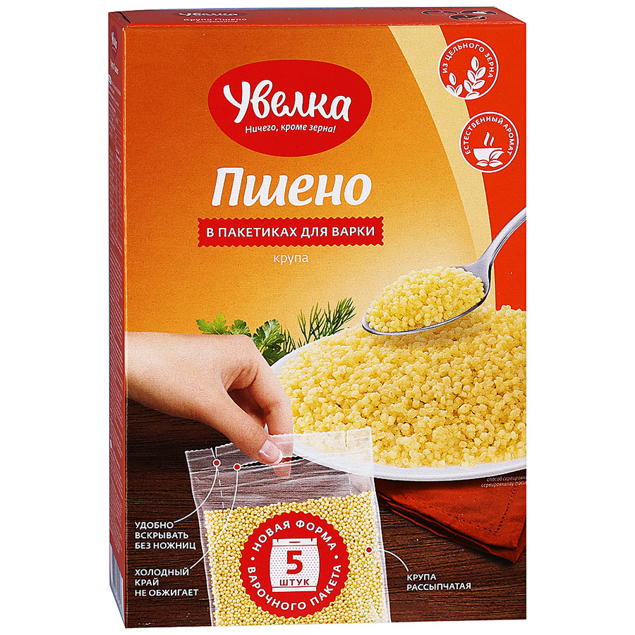 Крупа Увелка пшено шлифованное в пакетиках для варки 80г 5шт