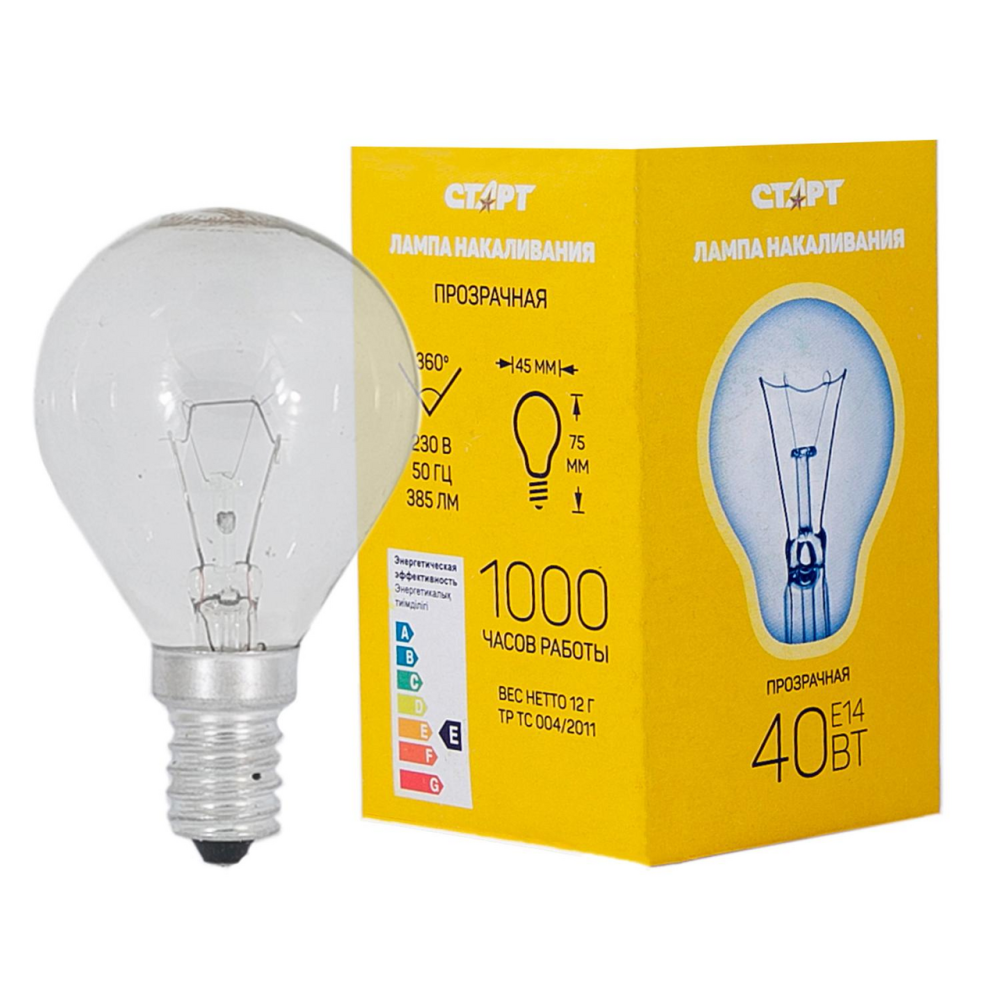 Лампа Старт шар Дш 40Вт Е14