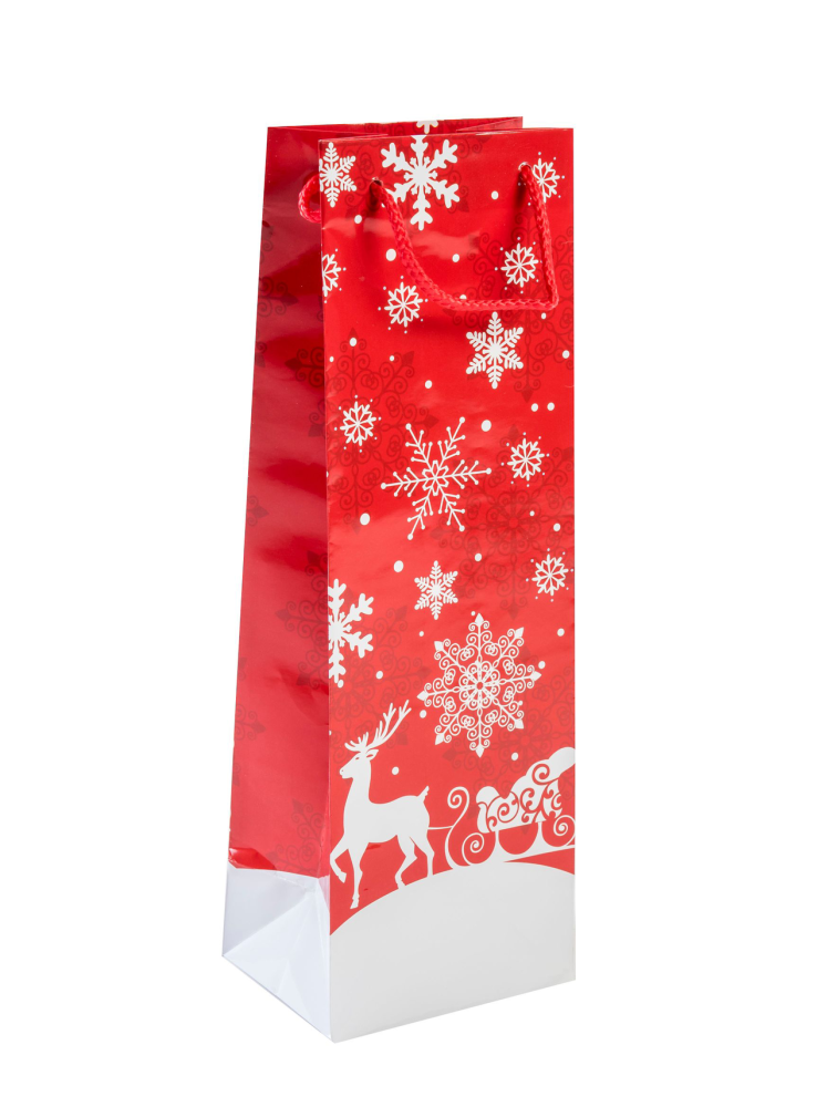 AS Пакет подарочный под бутылку 12х36х9,5 см