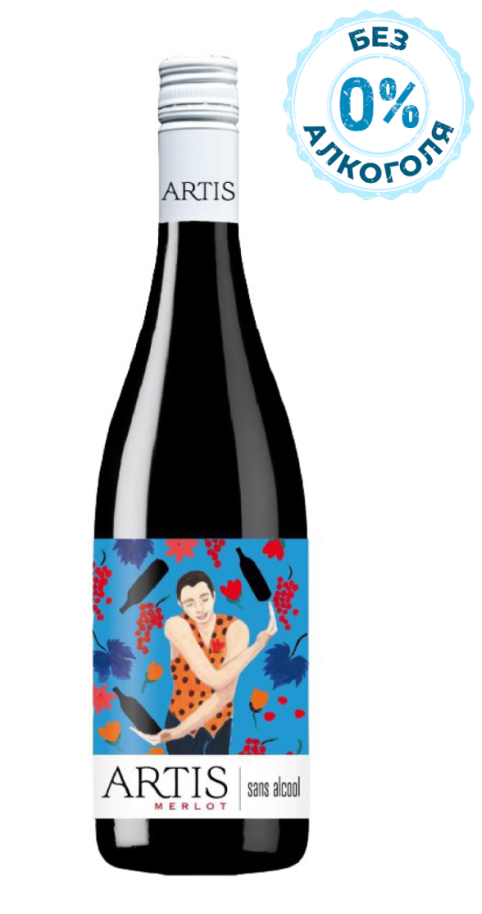 Вино безалкогольное Artis Merlot красное полусладкое, 0.75л