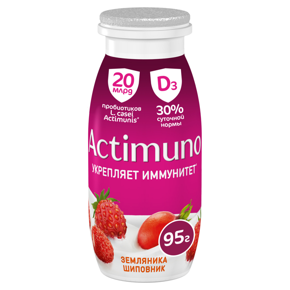 Напиток кисломолочный Actimuno земляника-шиповник 1.5%, 95г