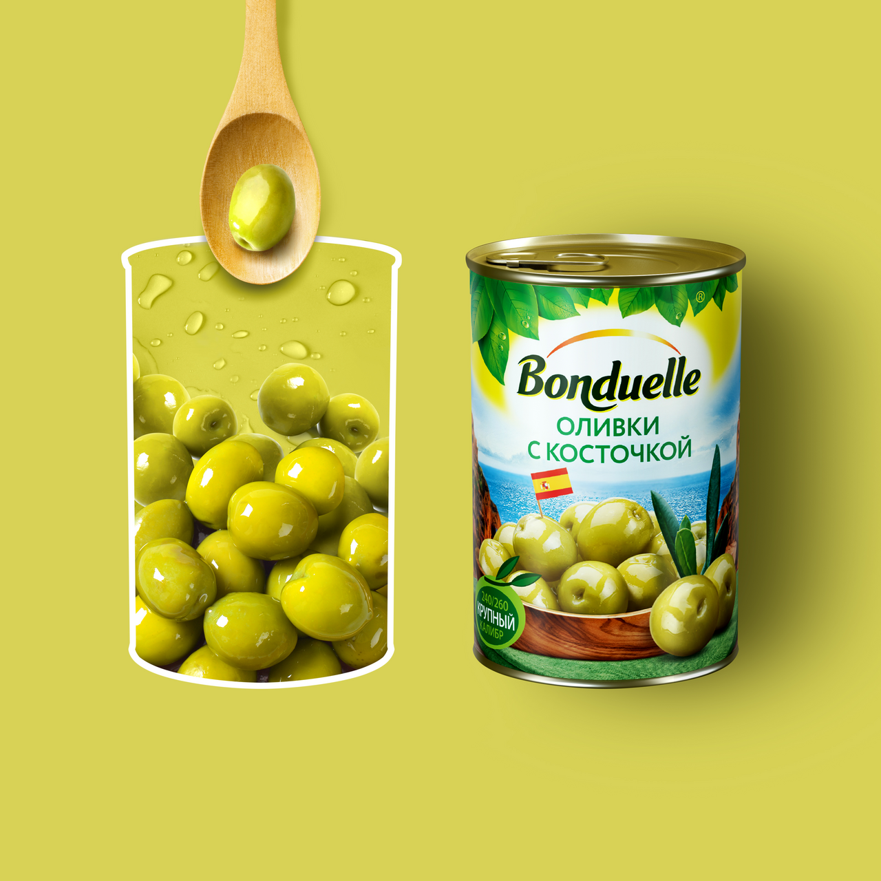 Оливки Bonduelle с косточкой, 300г