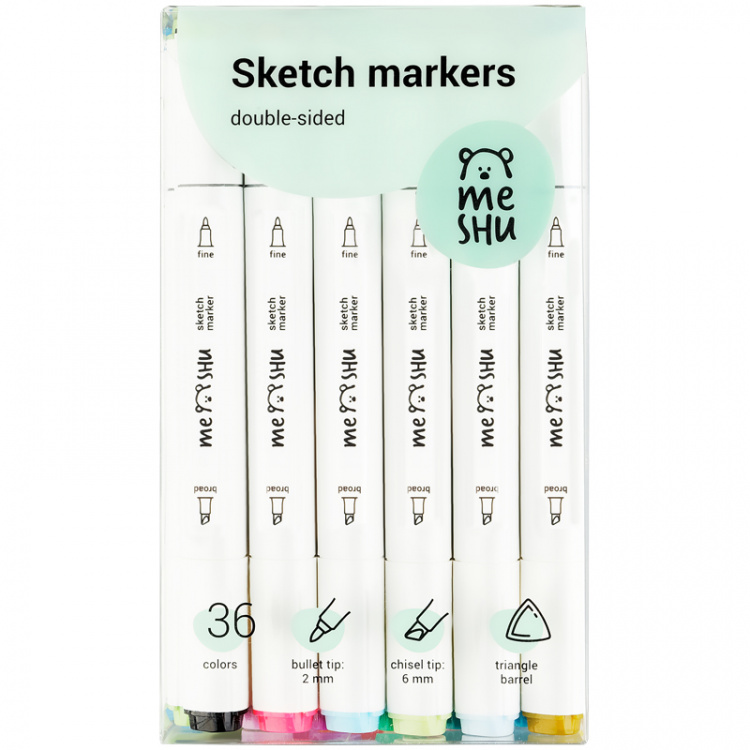 Набор маркеров Meshu для скетчинга 36 цветов