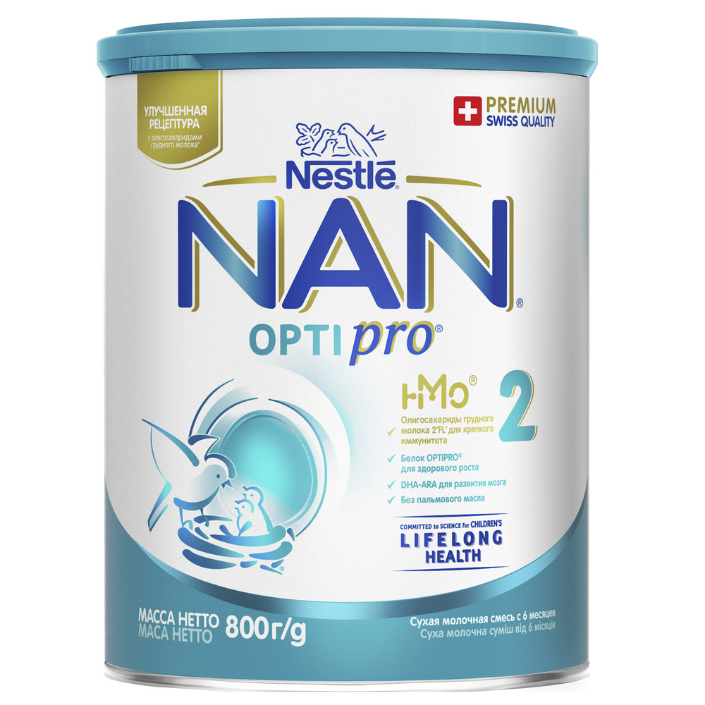 Смесь сухая Nestle NAN-2 молочная с бифидобактериями с 6 месяцев, 800г