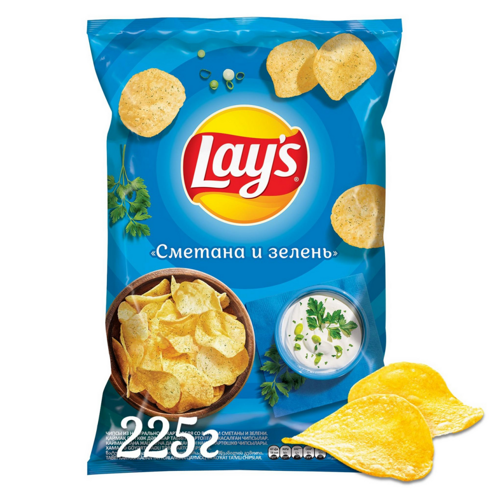 Чипсы Lays "Сметана и зелень" 225г