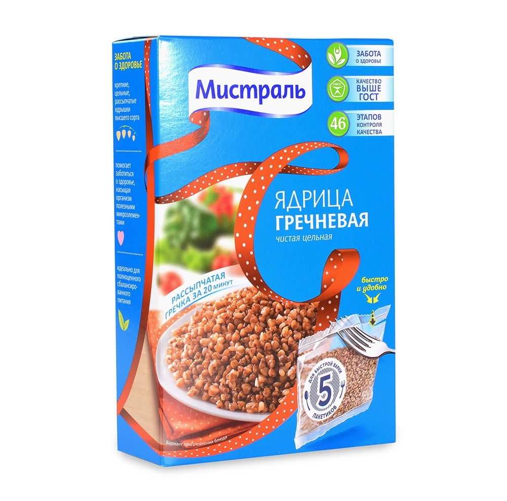 Гречка Мистраль Ядрица чистая цельная в пакетиках 5*80г