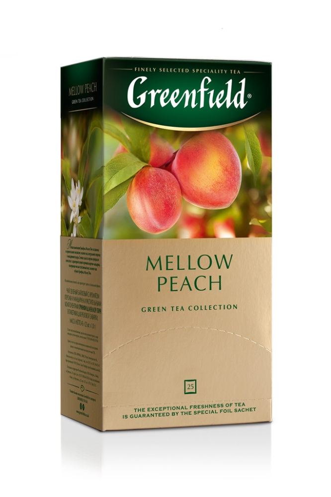 Чай Greenfield Mellow Peach зеленый с ароматом персика и мандарина, 25шт*1,8г