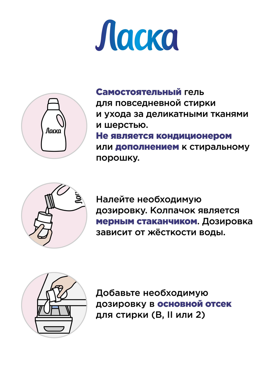 Гель для стирки Ласка Уход и Восстановление 66 стирок, 4л