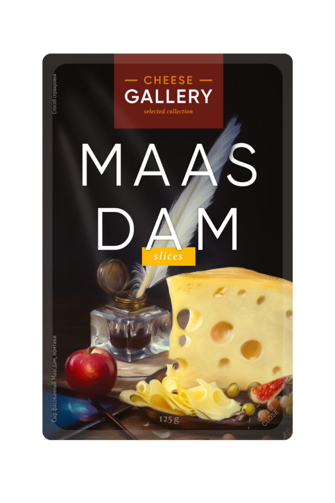 Сыр полутвердый Cheese Gallery Маасдам 45% нарезка 125 г