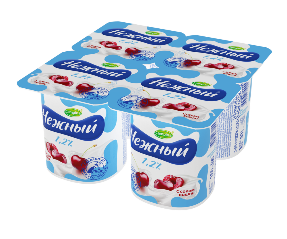 Йогуртный продукт Campina Нежный с соком вишни 1,2% 100 г бзмж