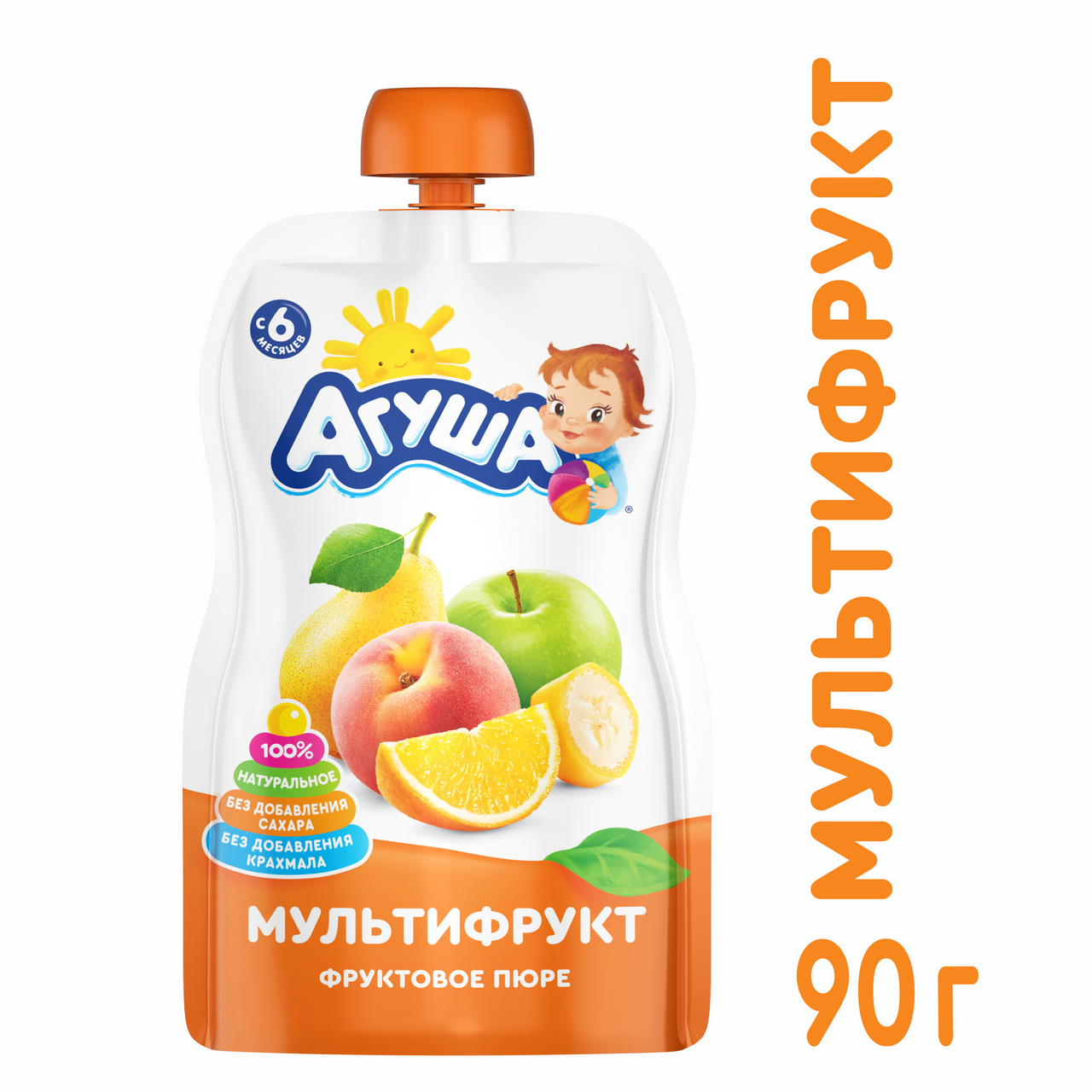 Пюре Агуша фруктовое Мультифрукт с 6 месяцев, 90г