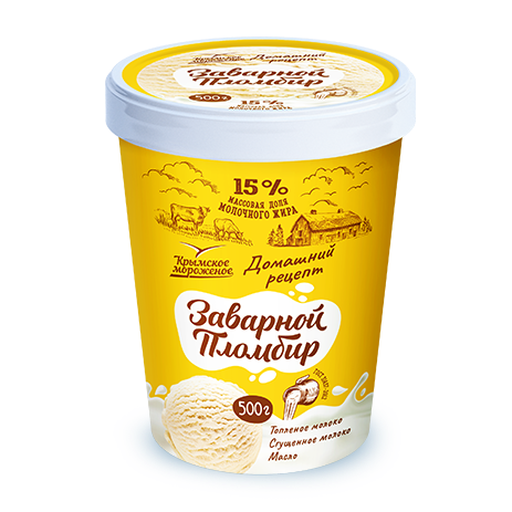 Мороженое Крымское мороженое Пломбир заварной, 500г БЗМЖ