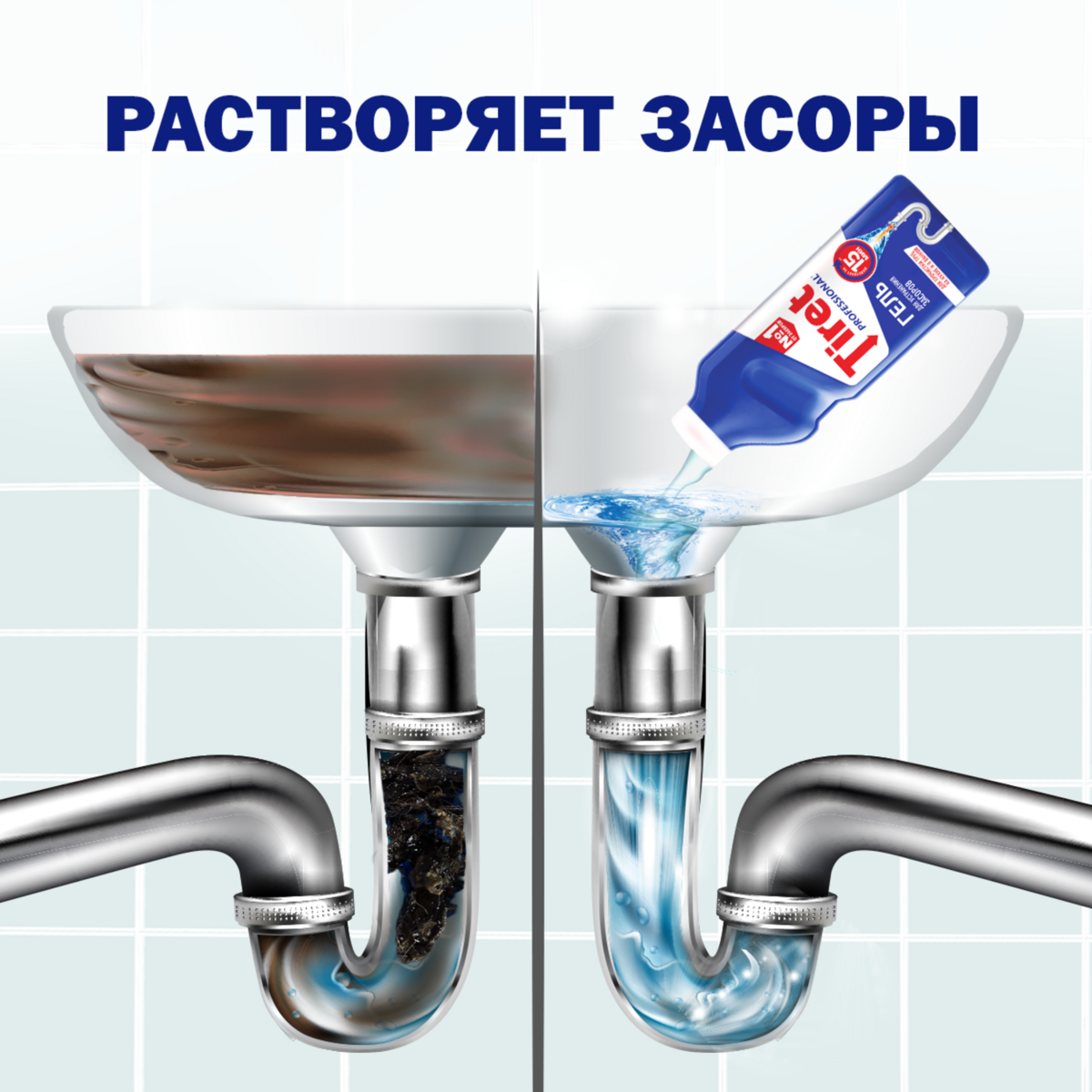 Гель для чистки труб Tiret Professional 1 л