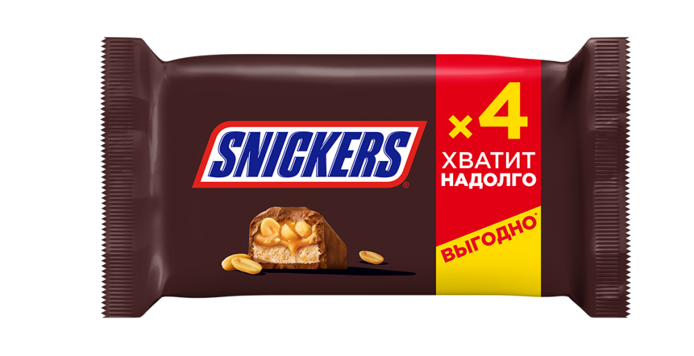 Шоколадный батончик Snickers Арахисовый крем молочный 40 г x 4 шт