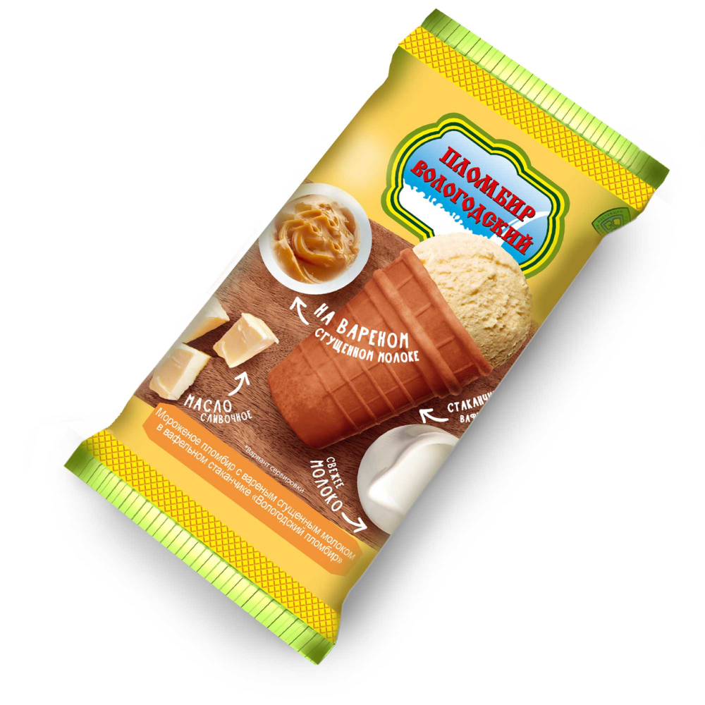 Мороженое Вологодский пломбир Пломбир с вареным сгущенным молоком 100 г