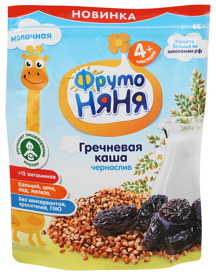 Каша ФрутоНяня молочная с черносливом речневая для детей с 4 месяцев, 200г