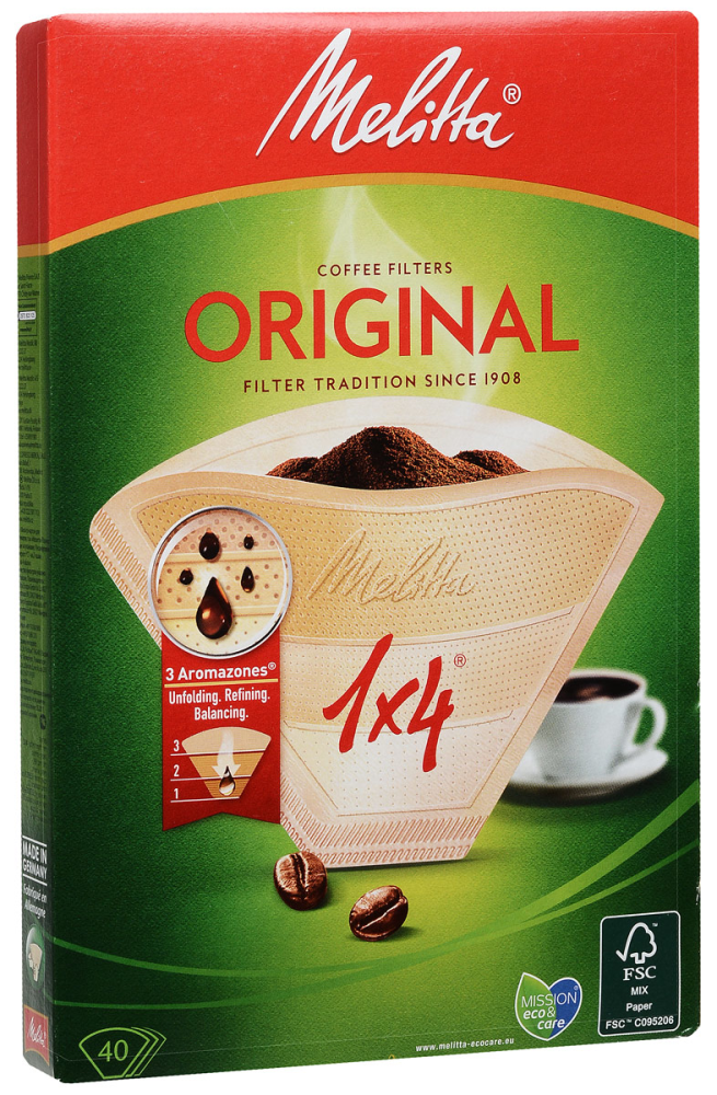 Фильтры Melitta Original Brown для заваривания кофе 1 х 4 40 шт