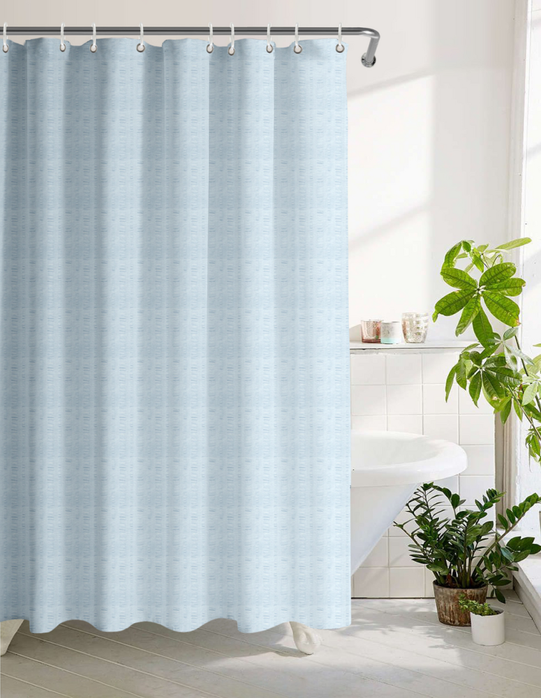 Tarrington House Штора для ванной голубая жаккард прозрачные кольца, 180 x 200см