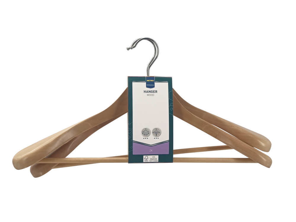 METRO PROFESSIONAL Плечики для верхней одежды с деревянной перекладиной, 2шт