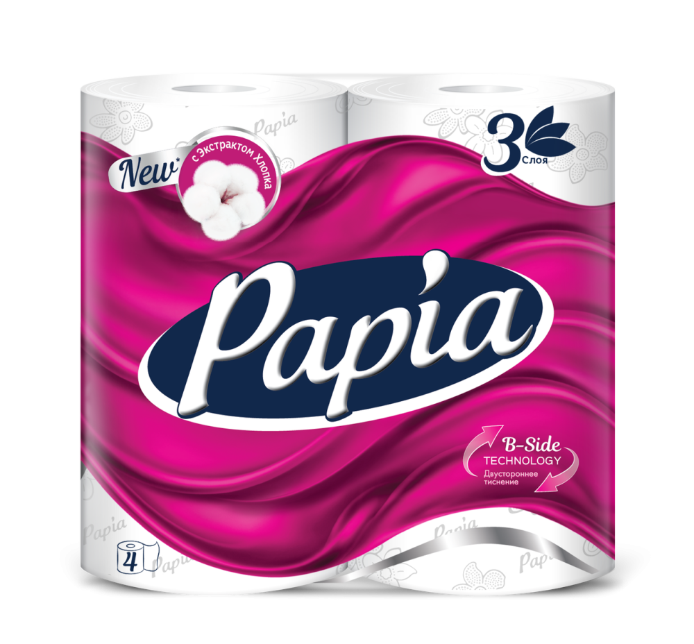 Туалетная бумага Papia Мягкая как хлопок 4 шт