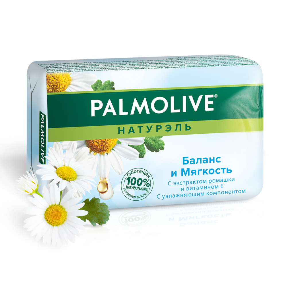 Туалетное мыло Palmolive Натурэль Баланс и мягкость с экстрактом ромашки и витамином Е 90 г