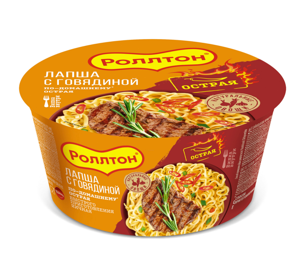 Лапша Роллтон быстрого приготовления с говядиной острая, 90г