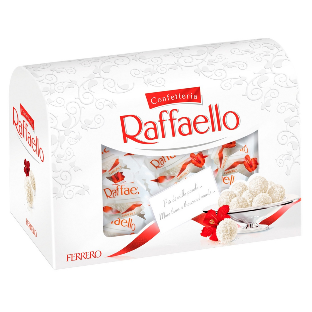 Конфеты Raffaello с цельным миндальным орехом в кокосовой обсыпке в сундучке, 240г
